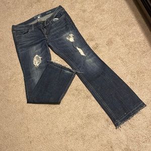 Refuge boot cut jeans - raw hem.  I ripped the hem to make them longer.